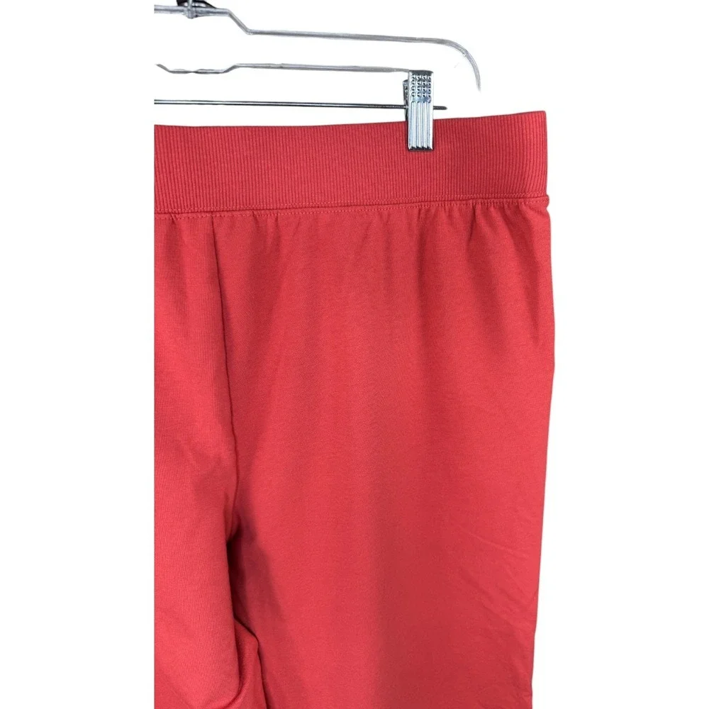 Denim & Co.‎ Active French Terry Wide Leg Crop Pant Deep Papaya Large PETITE